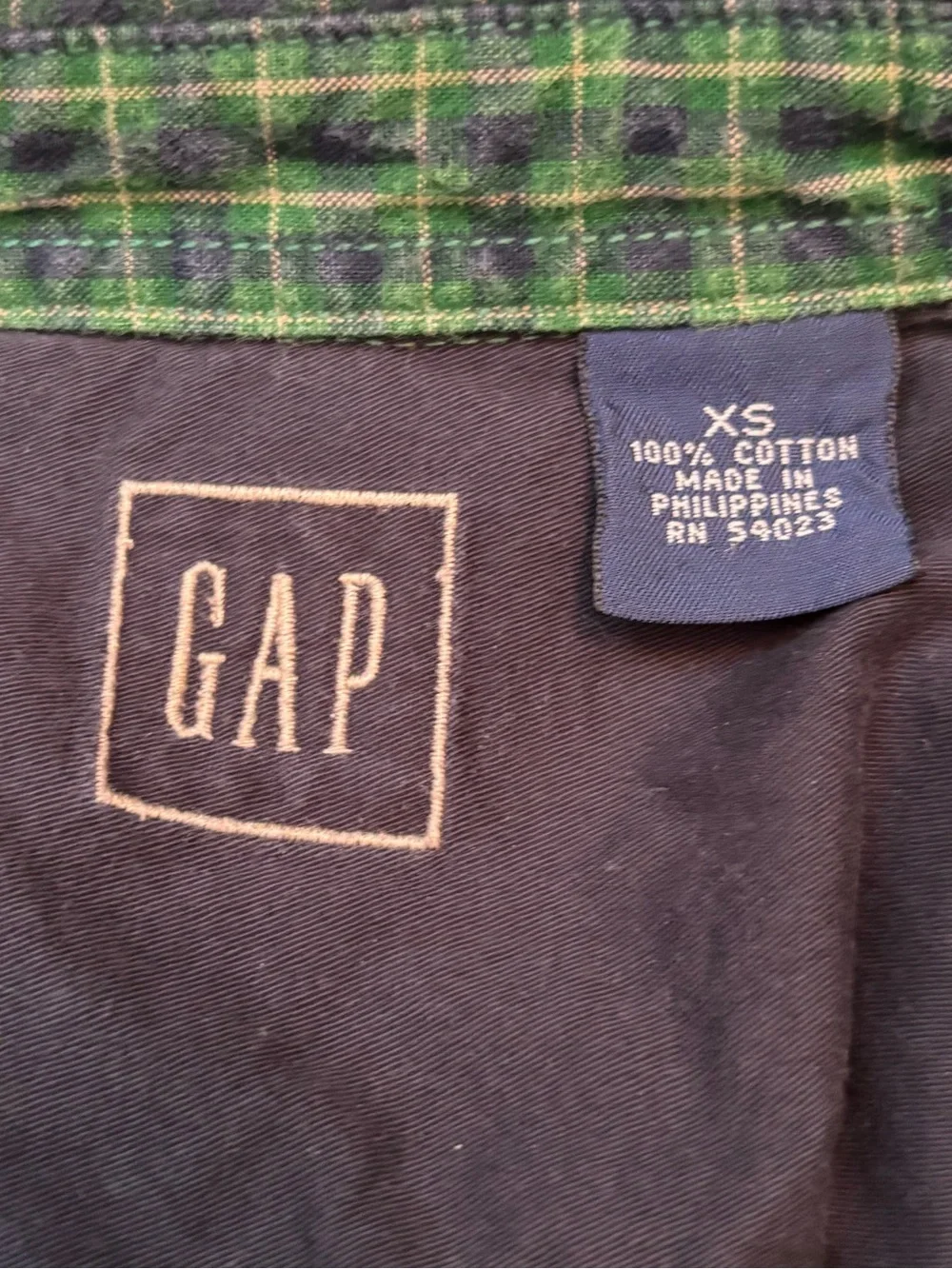 GAP Boys Green Plaid Button-Down Shirt